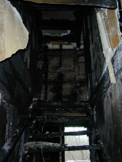 Old Stone Gallery fire picture. Main stairs