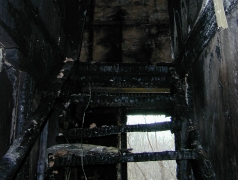 Old Stone Gallery fire picture. Main stairs