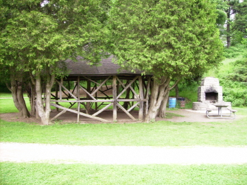 Websters Falls park BBQ chimney and shelter